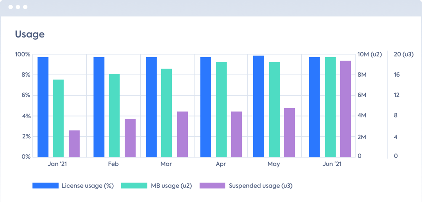 SaaS Usage Metrics for six months