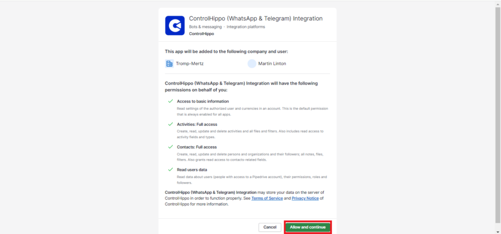 How to Integrate WhatsApp With Pipedrive using ControlHippo?
